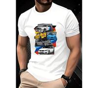 Shein Camiseta gráfica BMW Cars 100% algodón, cómoda y de corte regular, versátil para el uso diario.