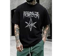 Shein Camiseta gráfica Bring Me The Horizon, 100% algodón, informal, cómoda, duradera, estampado llamativo