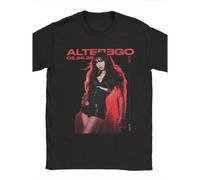 Shein Camiseta gráfica casual para hombre, de manga corta, cuello redondo, diseño casual, estampado Alter Ego Lisa 2025 New Album Kpop, camiseta de algodón