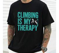 Shein Camiseta gráfica Climbing Therapy para hombre, cuello redondo, 220 g/m², verano, algodón puro, manga corta (1 unidad)