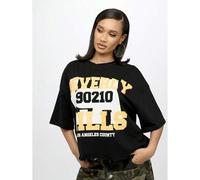 Shein Camiseta gráfica con el diseño de "Beverly Hills 90210 Los Angeles County" de moda informal, estilo universitario, de cultura pop y televisión, para e