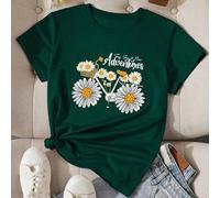 Shein Camiseta gráfica con estampado floral y de letras que dice "Di sí a nuevas aventuras" para mujeres