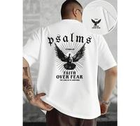 Shein Camiseta gráfica con paloma de los Salmos, Herren-T-Shirt mit beidseitigem Aufdruck, modisch, l?ssig, Rundhalsausschnitt, 220 g/m2, reine Baumwolle (1