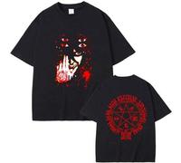 Shein Camiseta Gráfica de Anime Hellsing Abraham Van Helsing Vampiro Alucard Cara Camiseta Oversized Manga para Hombres y Mujeres Moda Masculina Streetwear