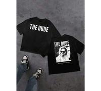 Shein Camiseta Gráfica de Gran Lebowski Camiseta de algodón puro de 220 g/m2 con cuello redondo, informal, moderna y con estampado de doble cara para hombre