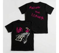 Shein Camiseta gráfica de la banda Korn con el elemento Follow The Leader, camiseta casual de uso diario de estilo urbano para chicas, adecuada para salidas