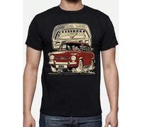 Shein Camiseta gráfica de manga corta con cuello redondo y diseño retro de un coche clásico español vintage 850 para hombre. Corte regular para uso casual,