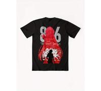 Shein Camiseta gráfica de manga corta divertida para hombres, negra, disfraz de Halloween para hombres, 86 - Camiseta gráfica del anime Eighty-Six - 100% un