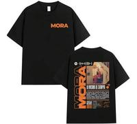Shein Camiseta gráfica de mercancía del álbum 2025 del rapero MORA, ropa casual de hombre, camisetas oversize de alta calidad de algodón, unisex y de moda
