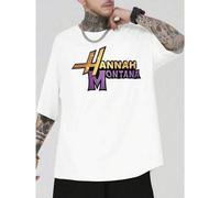 Shein Camiseta gráfica de otoño de Hannah Montana, cuello redondo, corte holgado, hip-hop urbano, estampado gráfico único