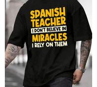 Shein Camiseta gráfica de profesor de español para hombre. Cómoda y duradera camiseta de mezcla de algodón con un eslogan divertido. Regalo ideal para educa