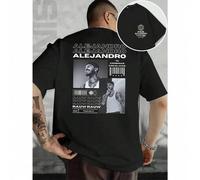 Shein Camiseta gráfica de Rauw Alejandro confeccionada en algodón de primera calidad, cuello redondo, ajuste cómodo, estampado llamativo, impreso en ambos l