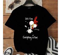 Shein Camiseta gráfica de talla grande con diseño de dibujos animados y eslogan "Está bien, estoy bien, todo está bien", blusas gráficas para mujer, ropa de