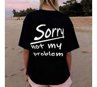 Shein Camiseta gráfica de talla grande para mujer "Lo siento, este no es mi problema", adecuada para el estilo casual de calle en primavera y verano, lavabl