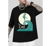Shein Camiseta gráfica de The Cure Band, tejido premium, estampado gráfico único, estilo casual, transpirable