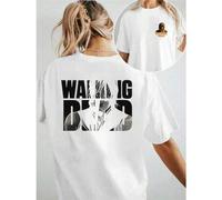 Shein Camiseta gráfica de The Walking Dead, para mujer, con estampado de doble cara, estilo casual, cuello redondo, 220 g/m² de algodón puro (1 unidad)