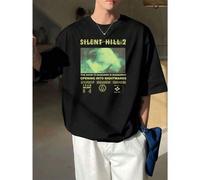Shein Camiseta gráfica del juego Silent Hill, primavera, 100 % algodón, estampado artístico, hip hop urbano, transpirable, recién llegada