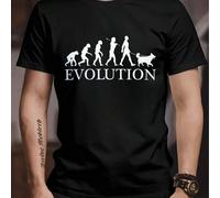 Shein Camiseta gráfica divertida de Dog Evolution Man, cuello redondo, 220 g/m², algodón puro de verano, manga corta (1 unidad)