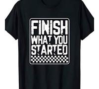 Shein Camiseta gráfica elegante para hombre con diseño motivacional con estampado "Termina What You Start", comodidad informal, tela de primera calidad, par
