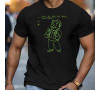 Shein Camiseta gráfica Fallout Vault Boy, cuello redondo, manga corta, algodón puro de 220 g/m², para hombre (1 unidad)