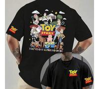 Shein Camiseta gráfica grupal clásica de Disney Toy Story con varios personajes, Woody, Buzz, Lightyear y sus amigos. Camiseta de manga corta con estampado