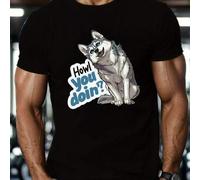 Shein Camiseta gráfica "How You Doin" para hombre, cuello redondo, 220 g/m², algodón puro de verano, manga corta (1 unidad)