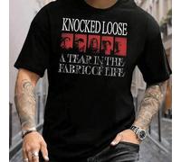 Shein Camiseta gráfica Knocked Loose A Tear In The Fabric Of Life para hombre, elegante camiseta de cuello redondo con estampado único, tela de algodón de p