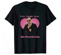 Shein Camiseta gráfica "Live Laugh Love Mr. Worldwide Pitbull", camiseta de moda retro de hip hop para hombres y mujeres, top de manga corta unisex de veran