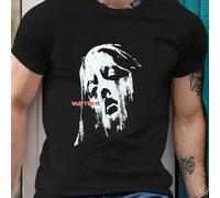 Shein Camiseta gráfica negra para hombre, con estampado facial abstracto, cuello redondo, 220 g/m², para verano, de puro algodón, manga corta (1 pieza)