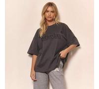 Shein Camiseta gráfica oversize, chica linda y fresca, cómoda para uso diario, estilo "clean girl", casual, "cottage core", "old money", color caramelo, ele