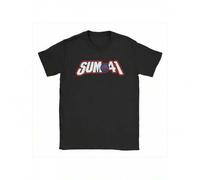 Shein Camiseta gráfica para hombre, camiseta de cuello redondo, camiseta de talla grande para hombre, camiseta punk de Sum 41 para hombre - Negra de manga c