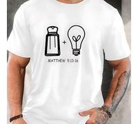 Shein Camiseta gráfica para hombre, Salt and Light Matthew 51316, camiseta informal de manga corta con cuello redondo, diseño único de inspiración religiosa