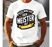 Shein Camiseta gráfica para hombre "Todo irá bien, el maestro está aquí", cuello redondo, 220 g/m², para verano, de puro algodón, manga corta (1 unidad).