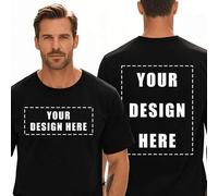 Shein Camiseta gráfica personalizada de doble cara para hombre con foto y logotipo, ajuste holgado casual, tallas S-XL, prenda con historia para parejas y f