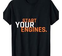 Shein Camiseta gráfica Start Your Engines Camiseta de hombre de calidad superior con diseño atrevido, perfecta para uso informal, ajuste cómodo, tela durade