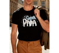 Shein Camiseta gráfica Super Papa Dad para oto?o, 100% algodón, cuello redondo, corte holgado, cómoda, informal