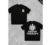 Shein Camiseta gráfica Target Therapy para hombre con estampado a doble cara, moderna, informal, cuello redondo, 220 g/m², algodón puro (1 unidad)