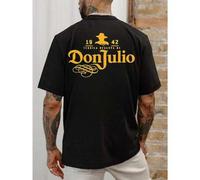 Shein Camiseta gráfica Tequila Don Julio, para hombre, con estampado a doble cara, moderna, informal, cuello redondo, 220 g/m², algodón puro (1 pieza)