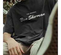 Shein Camiseta gráfica "The Original Ben Sherman" para hombre, camiseta de manga corta de cuello redondo gris de verano casual, lavable a máquina, cómoda pa