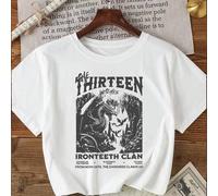 Shein Camiseta gráfica "Trono de Cristal" para mujer, tela de punto de 95% poliéster y 5% elastano, cuello redondo informal de manga corta para verano y pri