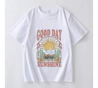 Shein Camiseta gráfica vintage "Good Day Sunshine" para mujer de talla grande | Camiseta de talla grande con estampado de sol y cactus. Casual de verano, pu