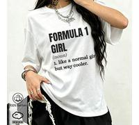 Shein Camiseta holgada con estampado de coches de carreras de F1 para mujer, top de verano, serie K-Pop warrior, top de algodón puro, ropa de mujer, ropa de