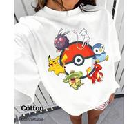 Shein Camiseta holgada con estampado de elfo Pokémon para mujer, ideal para primavera y verano, 100 % algodón, para uso diario, ropa urbana, ropa de fiesta,