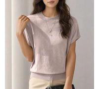Shein Camiseta holgada de manga corta para mujer, top de punto sin mangas distintivo, capa base de unicolor para el verano