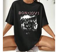 Shein Camiseta holgada de mujer de unicolor, cuello redondo, manga corta, 100% algodón - Un imprescindible para el verano con vibras de Bon Jovi