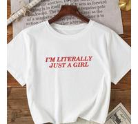 Shein Camiseta holgada de verano talla grande "Realmente soy una chica", ¡muestra tu confianza y encanto único! Blanco
