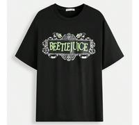 Shein Camiseta holgada informal de manga caída con estampado de serpiente y letras para hombre, de verano