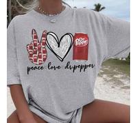 Shein Camiseta holgada y casual con el gráfico de la señal manual de "Brindis" y elemento de refresco, adecuada para amantes de los refrescos y la playa de