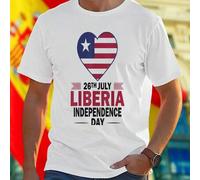 Shein Camiseta Hombre 26th July Liberia Independence Day Moda Casual Regalo Único Oferta Especial Estilo Verano Promoción Exclusiva Edición Limitada