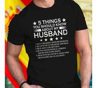 Shein Camiseta Hombre 5 Things You Should Know About My Husband He Is A Freaking Awesome Husband He Loves Me To The Moon And Back He Is Also A Grumpy Man He